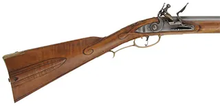George Schroyer - Pennsylvania Longrifle
.50 caliber 42" Rice swamped barrel,
maple stock, sliding wood patchbox, brass trim, as-new

